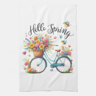 Kitchen Towels-Hello Spring Floral Kitchen Towels