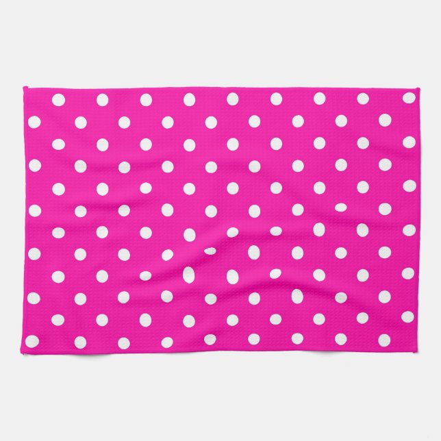 Kitchen Towels Hot Pink Polka Dot (Horizontal)