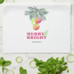 Kitchen Towels Personalised Festive<br><div class="desc">These Christmas kitchen towels feature the words "Merry and Bright" with unique art by Victoria Grigaliunas. Use the template fields to add your personalised text. A festive choice for the holidays. To see the complete line visit www.zazzle.com/dotellabelle</div>