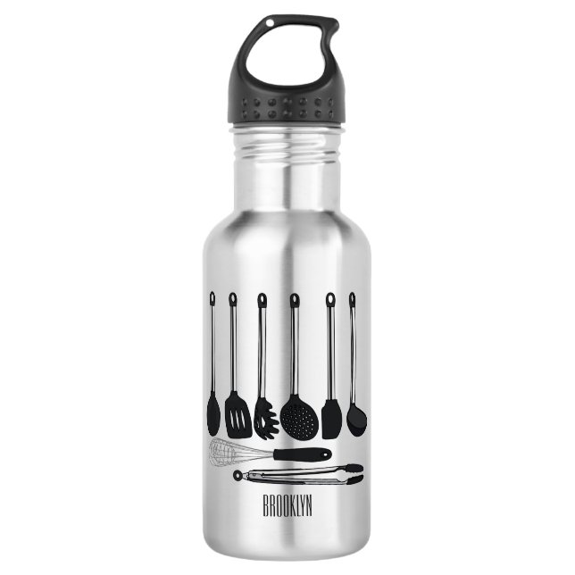 Kitchen utensil cartoon illustration  532 ml water bottle (Front)