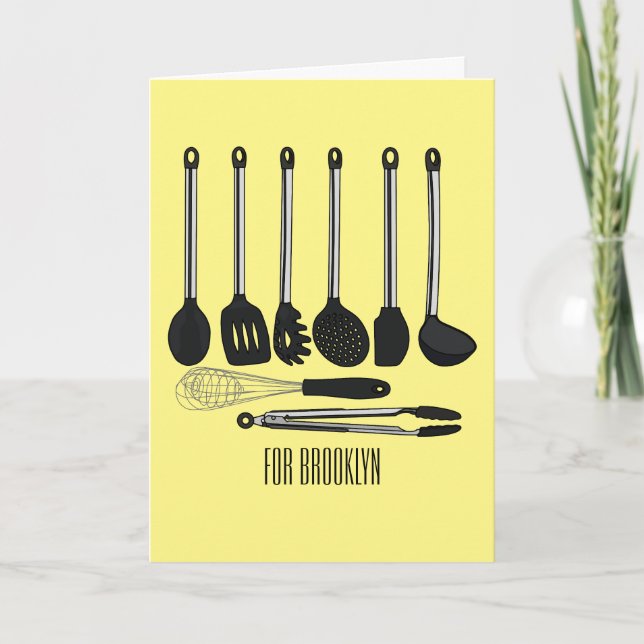 Kitchen utensil cartoon illustration  card (Front)
