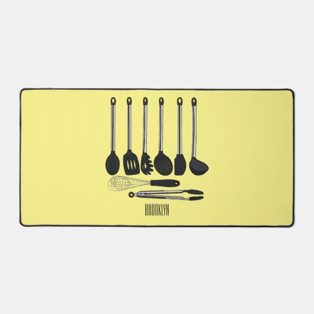 Kitchen utensil cartoon illustration  desk mat (Front)