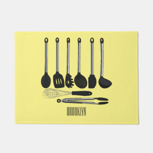 Kitchen utensil cartoon illustration  doormat
