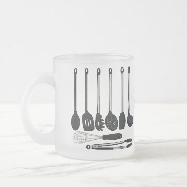 Kitchen utensil cartoon illustration  frosted glass coffee mug (Left)