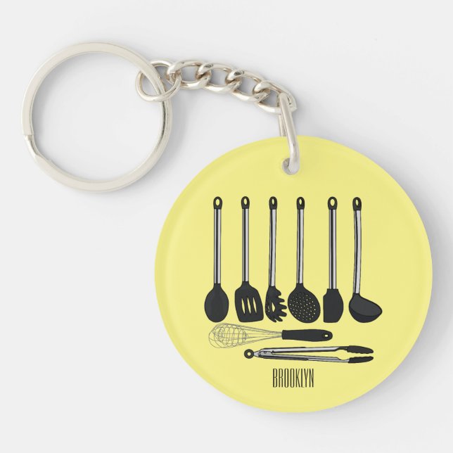Kitchen utensil cartoon illustration  key ring (Front)
