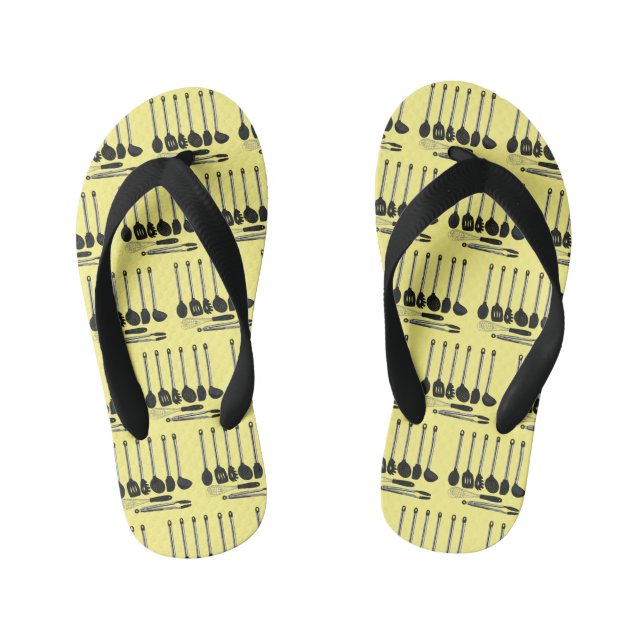 Kitchen utensil cartoon illustration  kid's flip flops (Footbed)