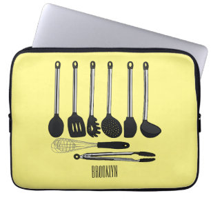 Kitchen utensil cartoon illustration laptop sleeve
