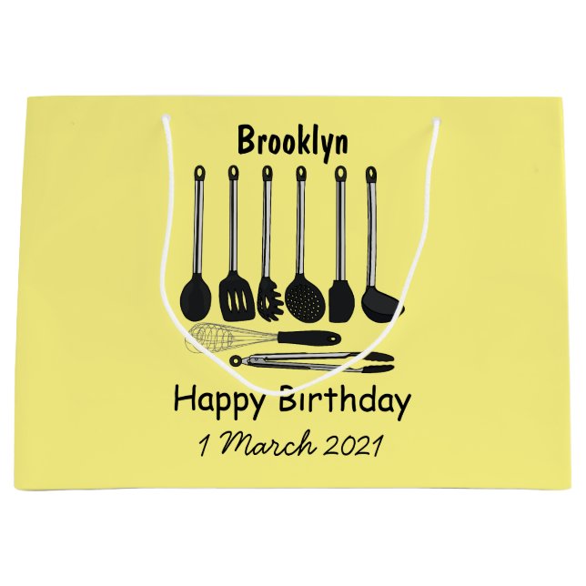 Kitchen utensil cartoon illustration large gift bag (Front)
