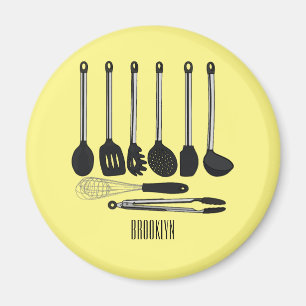 Kitchen utensil cartoon illustration magnet
