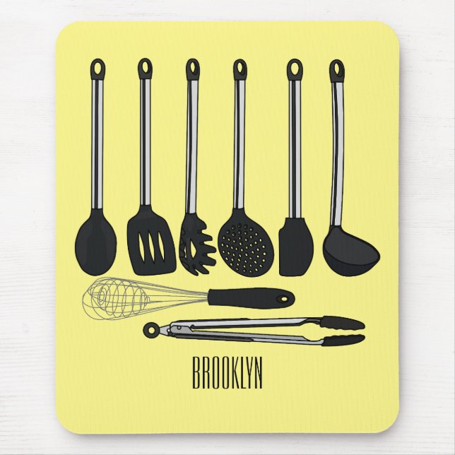 Kitchen utensil cartoon illustration  mouse mat (Front)