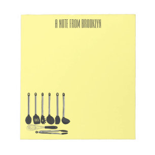Kitchen utensil cartoon illustration  notepad