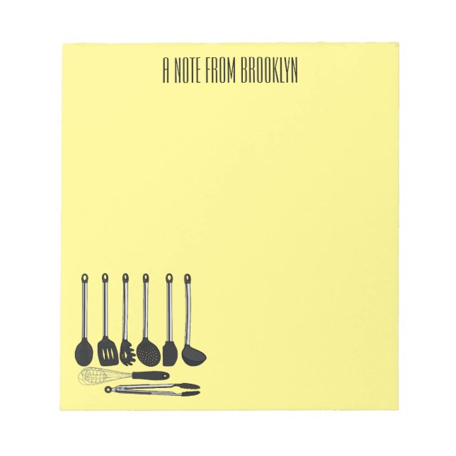 Kitchen utensil cartoon illustration  notepad (Front)