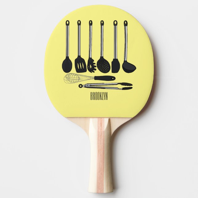 Kitchen utensil cartoon illustration  ping pong paddle (Front)