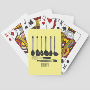 Kitchen utensil cartoon illustration playing cards