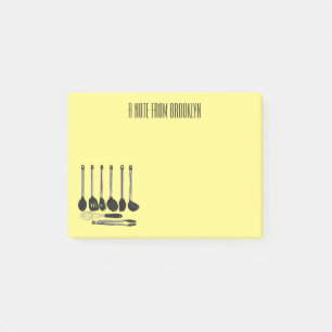 Kitchen utensil cartoon illustration post-it notes