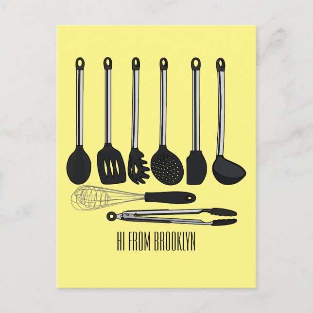 Kitchen utensil cartoon illustration  postcard (Front)