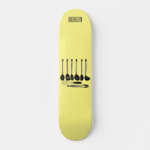 Kitchen utensil cartoon illustration  skateboard