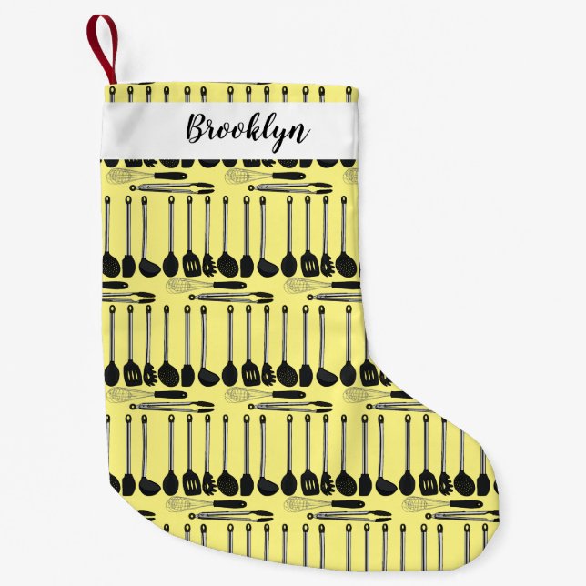 Kitchen utensil cartoon illustration small christmas stocking (Front)