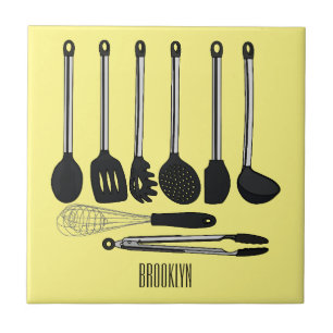 Kitchen utensil cartoon illustration  tile