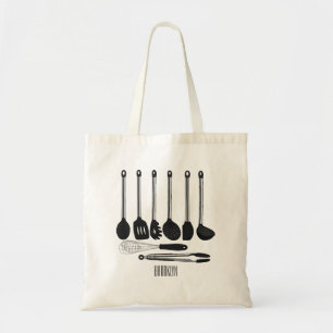 Kitchen utensil cartoon illustration tote bag