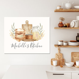 Kitchen Utensil Food Watercolor Personalised Quote Canvas Print