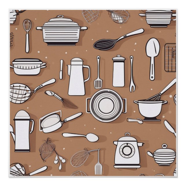 Kitchen Utensil Theme Wrapping Paper Poster (Front)