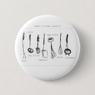 Kitchen utensils 6 cm round badge
