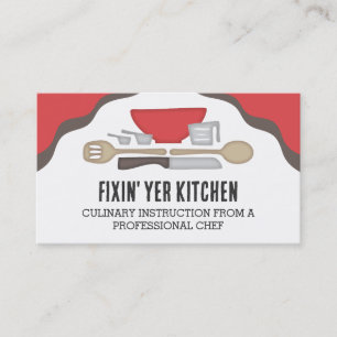 Kitchen utensils baking cooking chef catering business card