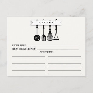 Kitchen Utensils Bridal Shower Recipe Cards