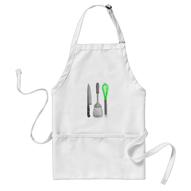 Kitchen Utensils Chefs Knife Whisk Spatula Standard Apron (Front)