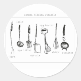 Kitchen utensils classic round sticker
