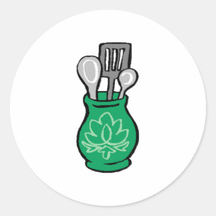 Kitchen Utensils Classic Round Sticker