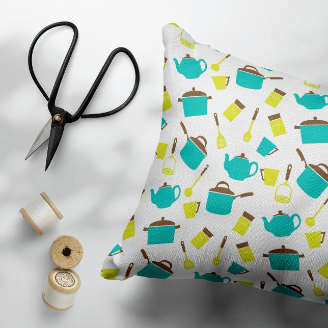Kitchen Utensils, Cookware, Cutlery, Kitchenware Decorative Cushion (Creator Uploaded)