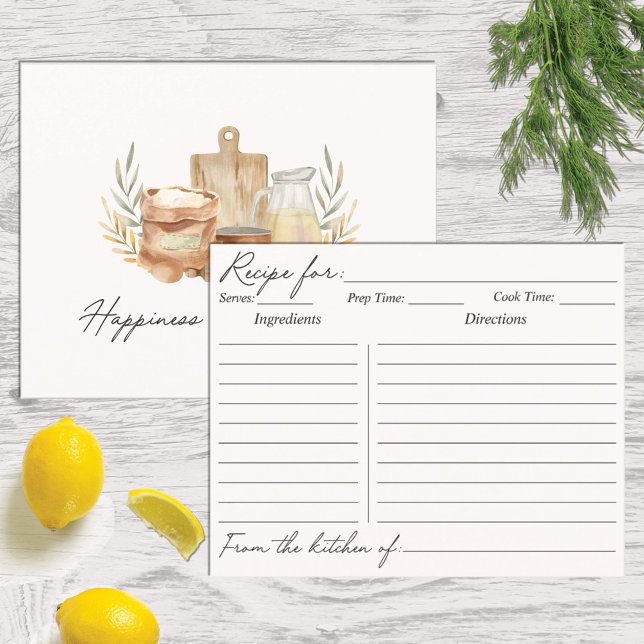 Kitchen Utensils Food Watercolor Recipe Card (In situ kitchen table)