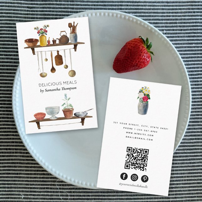 Kitchen Utensils Meal Chef Catering Food Services  Business Card (Creator Uploaded)