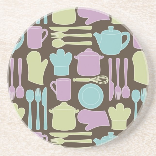 Kitchen Utensils Pattern 2 Coaster (Front)