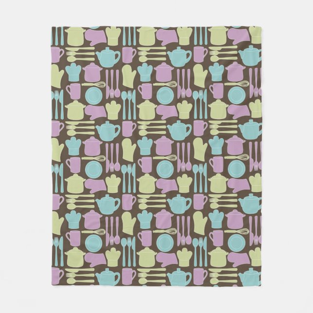Kitchen Utensils Pattern 2 Fleece Blanket (Front)
