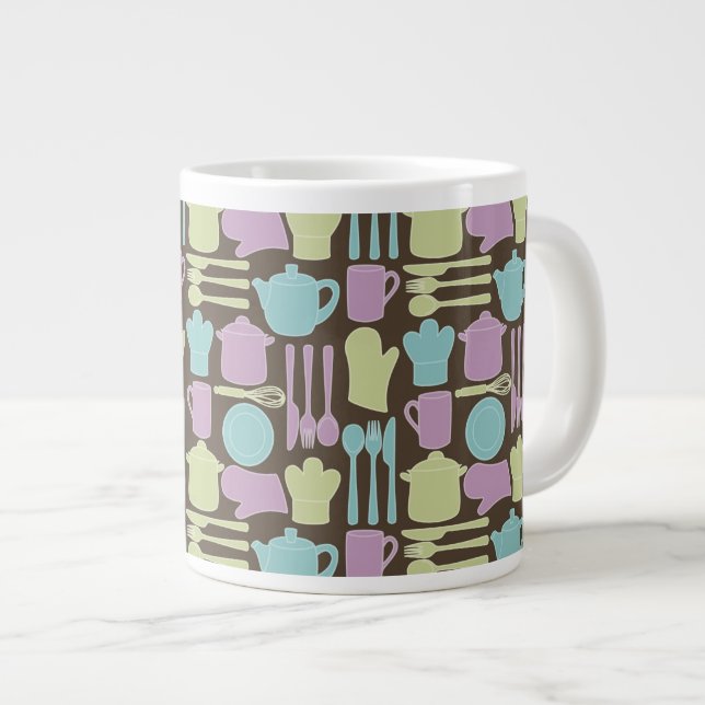 Kitchen Utensils Pattern 2 Large Coffee Mug (Front Right)