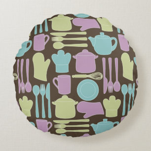 Kitchen Utensils Pattern 2 Round Cushion