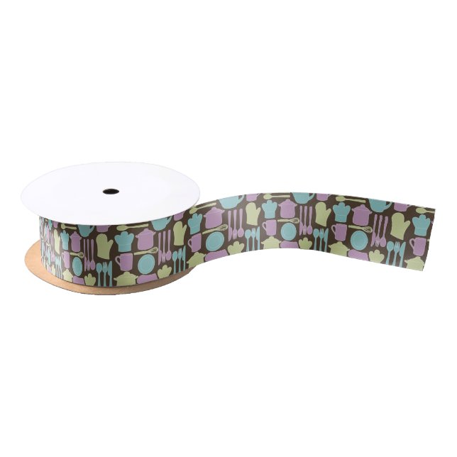Kitchen Utensils Pattern 2 Satin Ribbon (Spool)