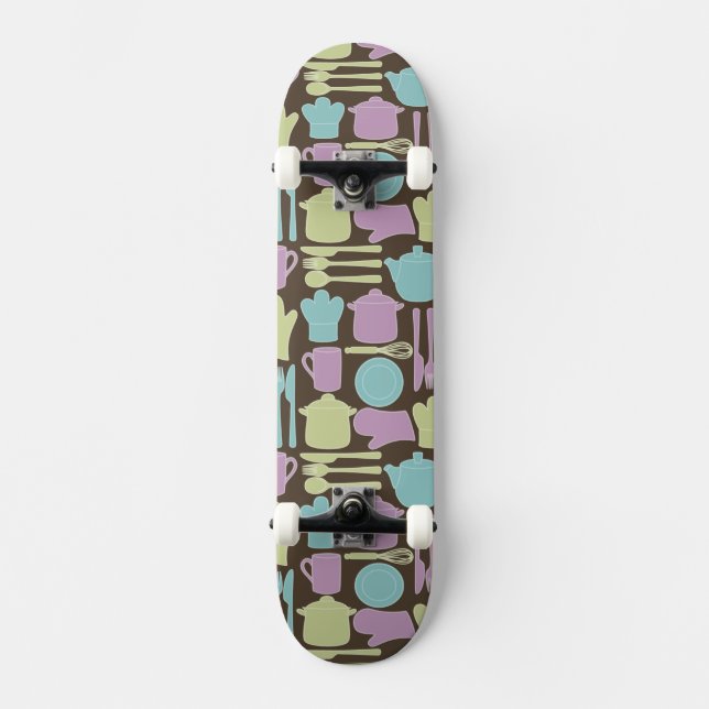 Kitchen Utensils Pattern 2 Skateboard (Front)
