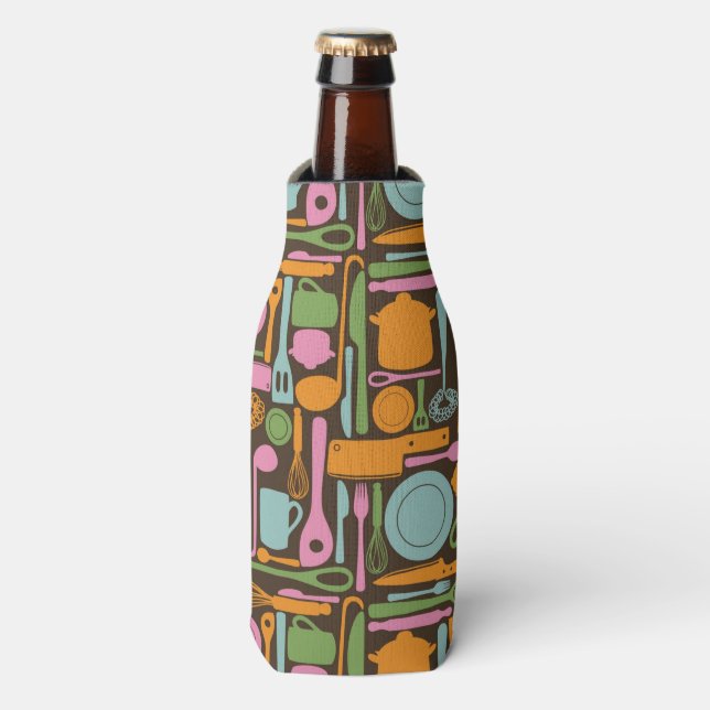 Kitchen Utensils Pattern 3 Bottle Cooler (Bottle Front)