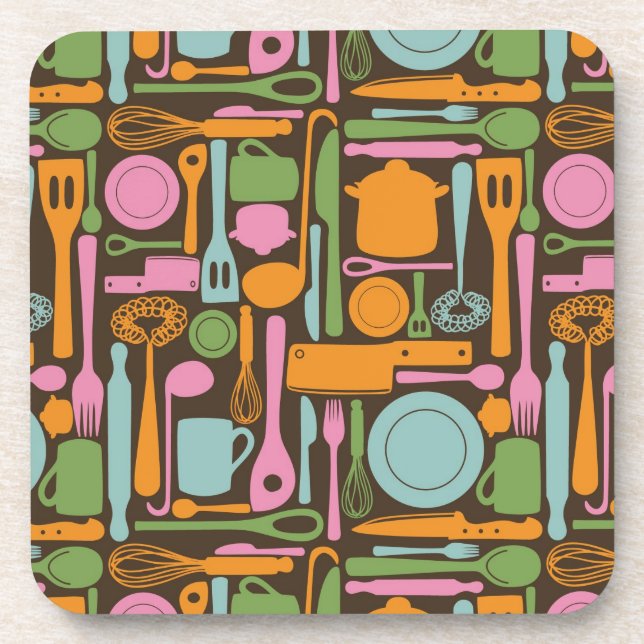 Kitchen Utensils Pattern 3 Coaster (Front)