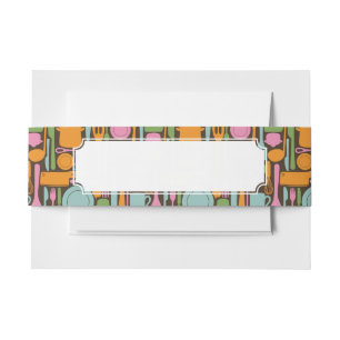 Kitchen Utensils Pattern 3 Invitation Belly Band