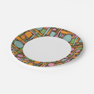 Kitchen Utensils Pattern 3 Paper Plate