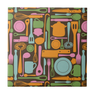 Kitchen Utensils Pattern 3 Tile