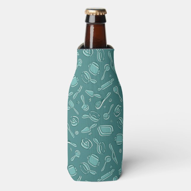 Kitchen Utensils Pattern Bottle Cooler (Bottle Front)