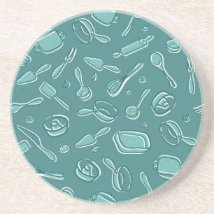 Kitchen Utensils Pattern Coaster
