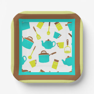 Kitchen Utensils pattern Paper Plate