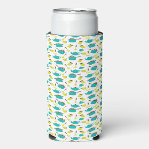 Kitchen Utensils pattern white Seltzer Can Cooler